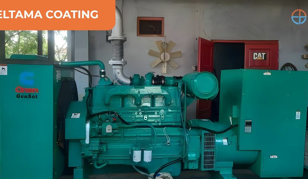 Unit genset industri sedang dalam proses maintenance di Jakarta oleh tim teknisi PT Eltama Prima Indo untuk memastikan performa optimal dan mencegah gangguan operasional