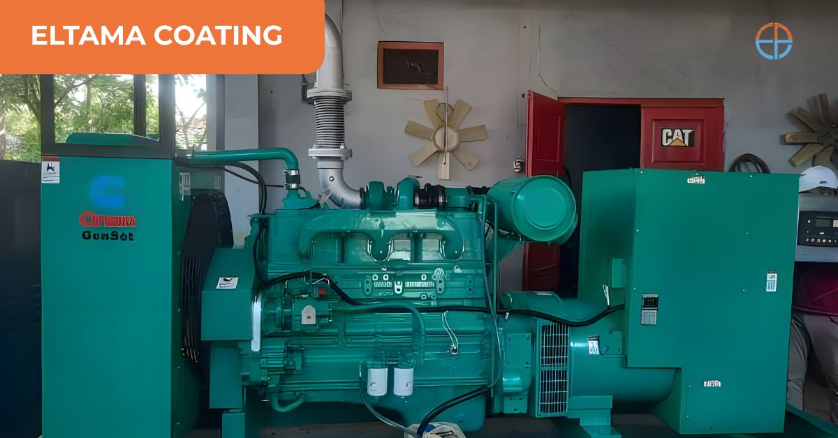 Unit genset industri sedang dalam proses maintenance di Jakarta oleh tim teknisi PT Eltama Prima Indo untuk memastikan performa optimal dan mencegah gangguan operasional