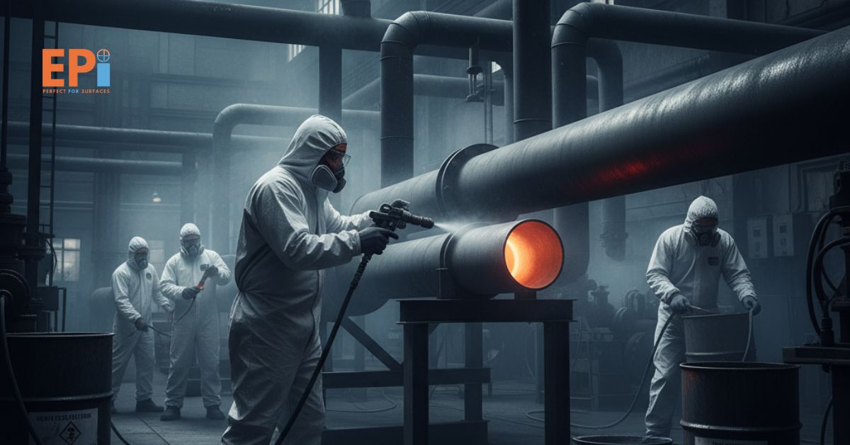 Pipa industri dilapisi heat resistance coating untuk perlindungan terhadap suhu tinggi dan korosi.