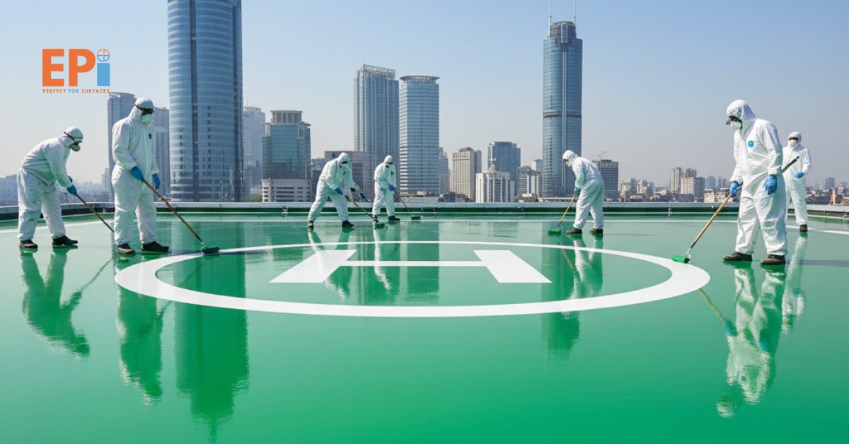 Jasa Epoxy Lantai Helipad Jakarta Pusat | PT. Eltama Prima Indo