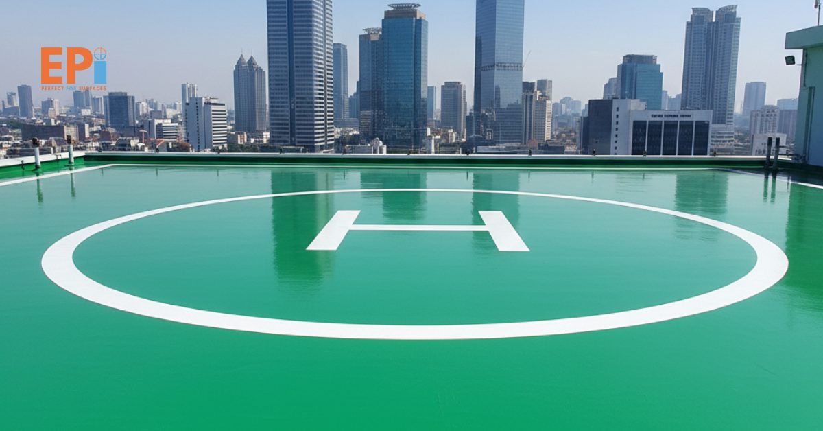 Jasa Epoxy Lantai Helipad Jakarta Barat | PT. Eltama Prima Indo
