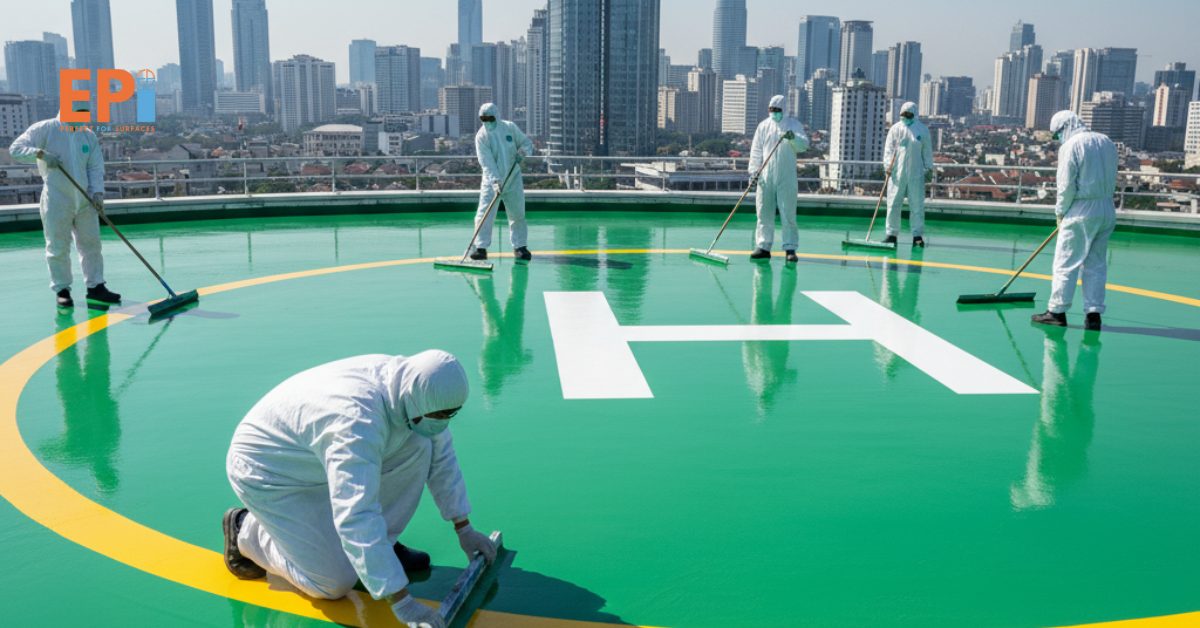 Jasa Epoxy Lantai Helipad Jakarta Utara
