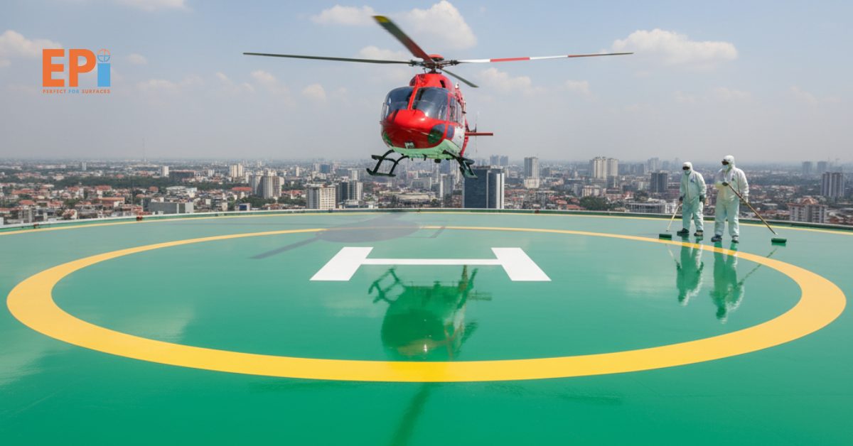 Jasa Epoxy Lantai Helipad Bekasi