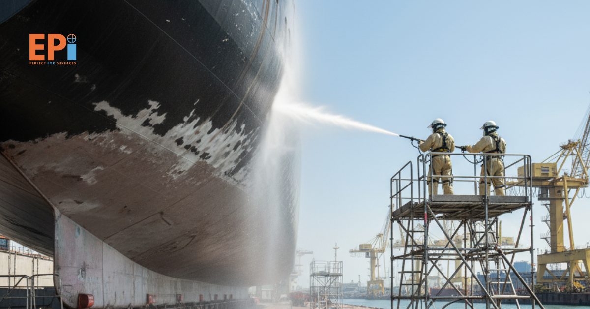 Pekerjaan hydro blasting tekanan tinggi di Tanjung Priok menggunakan peralatan modern ramah lingkungan.