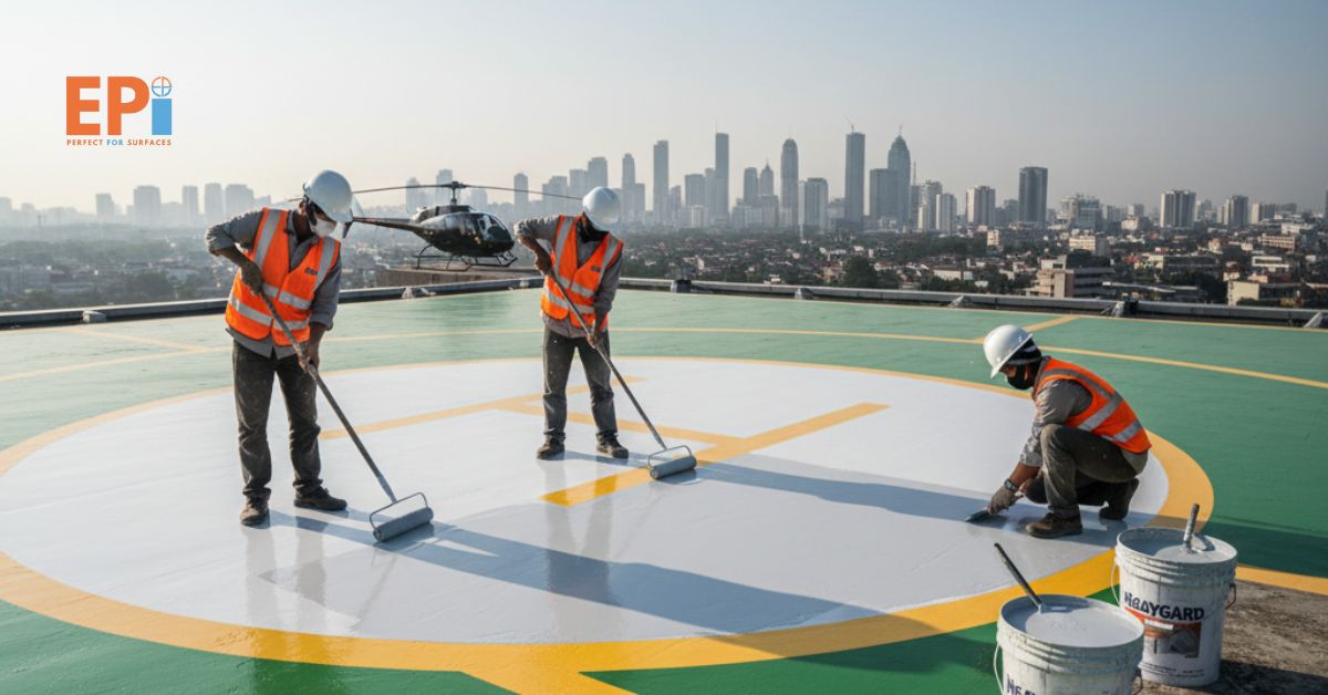 Jasa Epoxy Lantai Helipad Jakarta Timur
