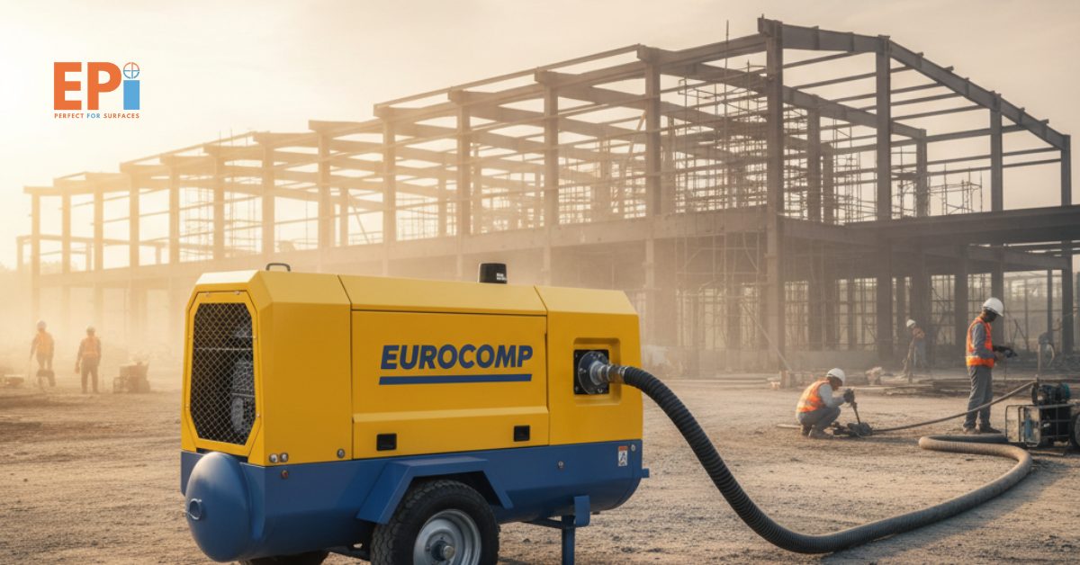 Kompresor diesel Eurocomp portable disewakan untuk proyek industri di kawasan Cikarang dengan performa tinggi dan efisiensi bahan bakar.