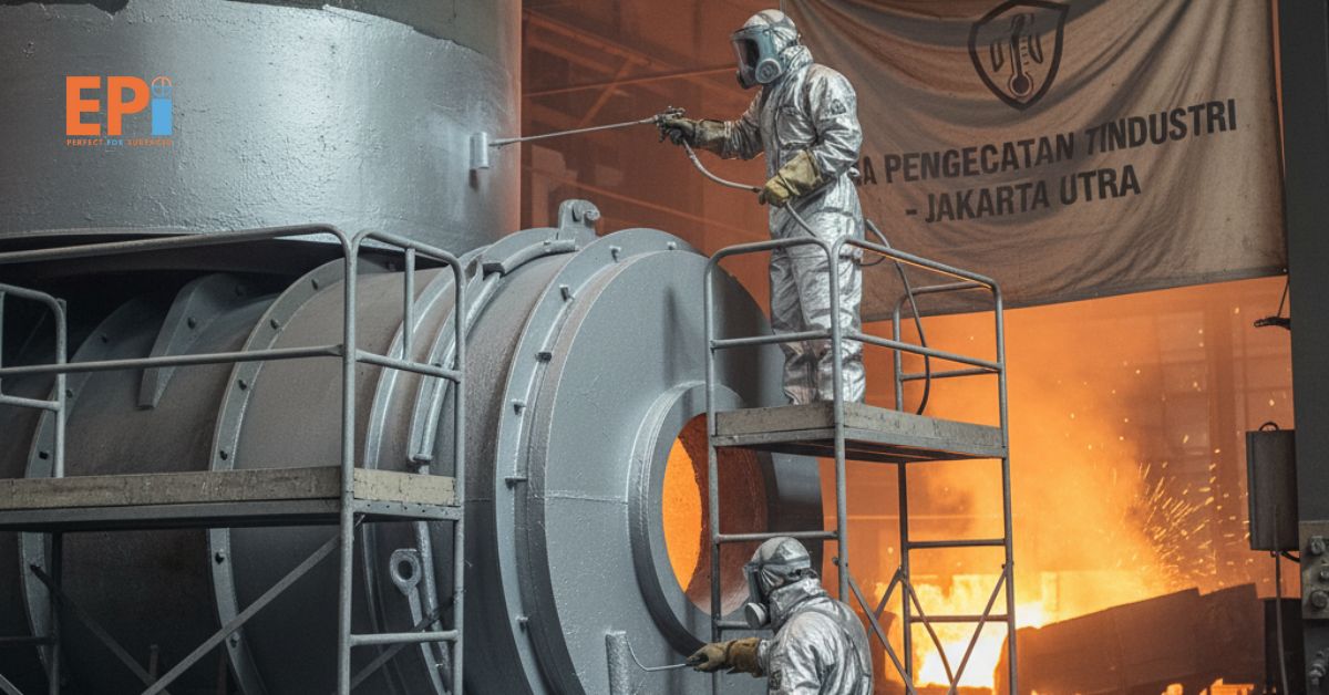 Spesialis pengecatan tungku peleburan di Jakarta Utara mengaplikasikan epoxy heat resistant coating untuk perlindungan maksimum