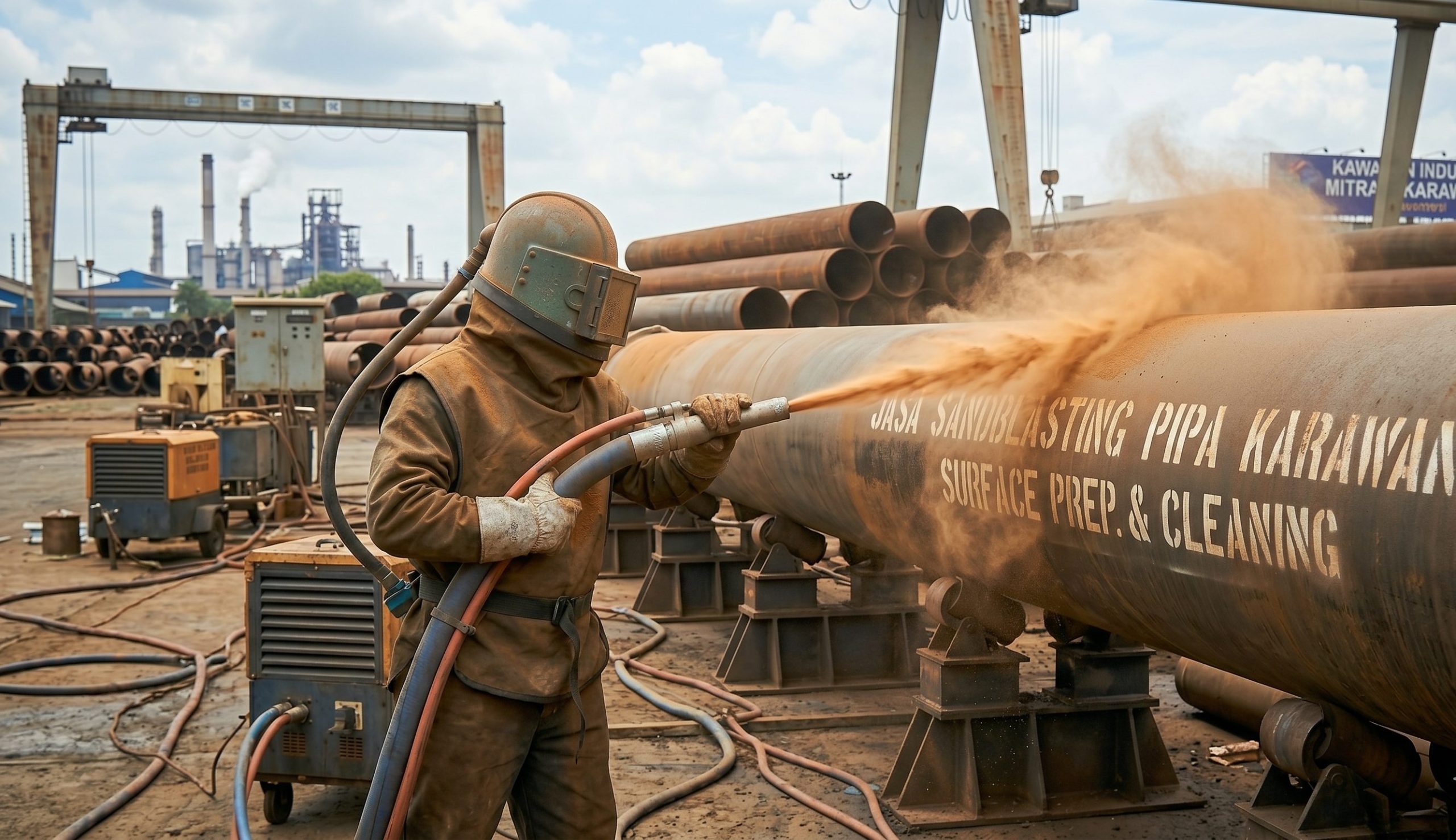 Jasa Sandblasting Pipa Karawang Berstandar Industrial Heavy Duty