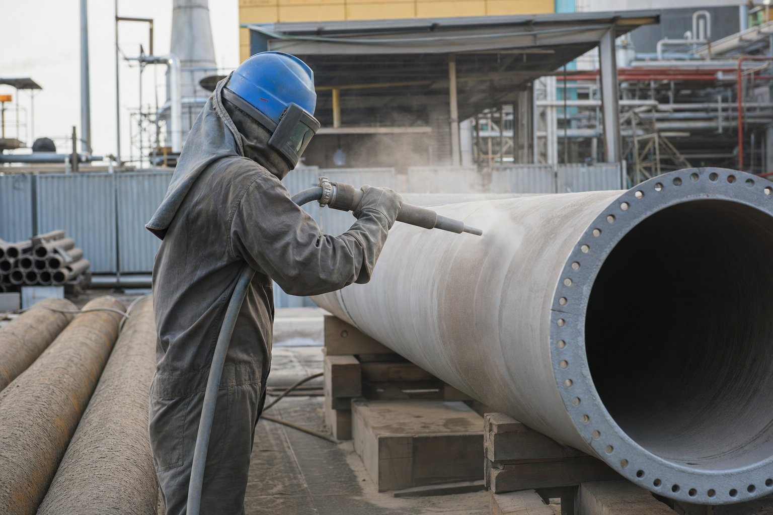 Jasa Sandblasting Pipa Makassar